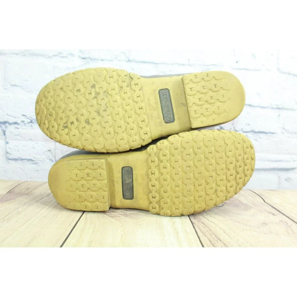 LL Bean Brown Leather Lace Up Round Toe Unlined Ankle Duck Boots Size 9 M - Picture 9 of 9